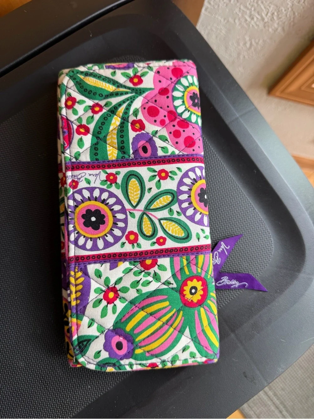 Vera Bradley Floral Patchwork Wallet in Pink, Green, Purple, Yellow - Picture 1 of 5
